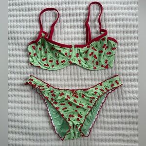 Pink x Frankie’s bikinis cherry print bikini